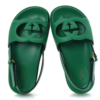 GUCCI Calfskin Interlocking G Slingback Sandals 36.5 New Shamarock