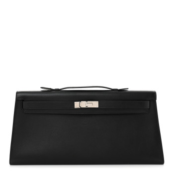HERMES Swift Kelly Cut Clutch Pochette Black