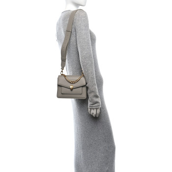 BULGARI Calfskin Serpenti Forever Maxi Chain Crossbody Bag Grey