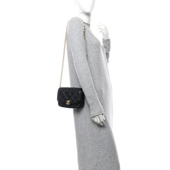 CHANEL Lambskin Quilted Small CC Coin Flap Bag Black