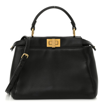 FENDI Nappa Mini Peekaboo Iconic Satchel Black