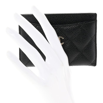 CHANEL Caviar Quilted Card Holder Black