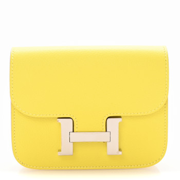 HERMES Evercolor Constance Slim Wallet Lime