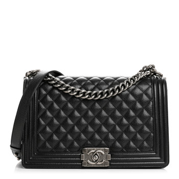 CHANEL Caviar Quilted New Medium Boy Flap Black