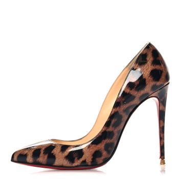 CHRISTIAN LOUBOUTIN Patent Glitter Leopard Print Pigalle Follies 100 Pumps 37 Gold