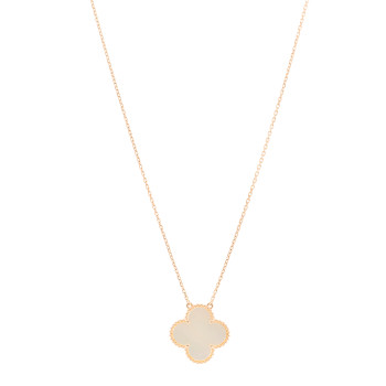 VAN CLEEF & ARPELS 18K Rose Gold Mother of Pearl "Edition Ginza" Magic Alhambra Pendant Necklace