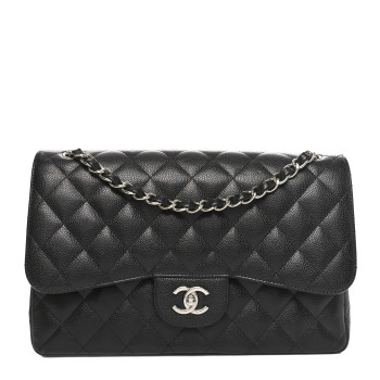 CHANEL Caviar Quilted Jumbo Double Flap Black