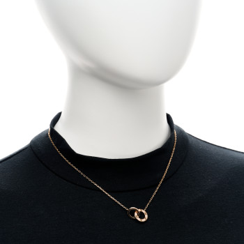 CARTIER 18K Pink Gold Diamond Interlocking LOVE Paved Necklace