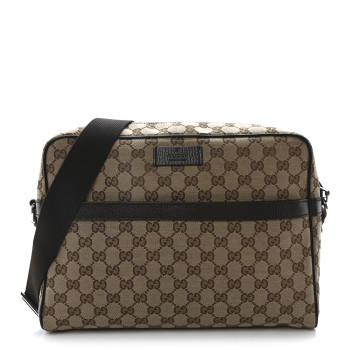 GUCCI Monogram Dollar Calfskin Large Camera Case Beige Ebony Testa di Moro Marrone Scuro