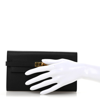 HERMES Epsom Kelly Longue Wallet Black