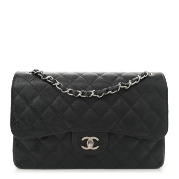 CHANEL Caviar Quilted Jumbo Double Flap Black