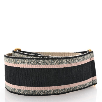 CHRISTIAN DIOR Canvas Embroidered Shoulder Strap Rose Multicolor