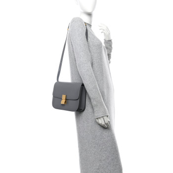 CELINE Liege Calfskin Medium Classic Box Flap Bag Grey