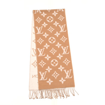 LOUIS VUITTON Wool Monogram LV Essential Scarf Beige