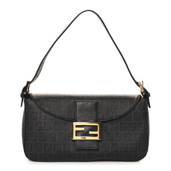FENDI Zucchino Spalmati Vitello Forever Baguette Black