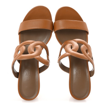 HERMES Nappa Bikini Sandals 38.5 Gold
