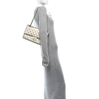 CHANEL Metallic Lambskin Quilted 2.55 Reissue 226 Flap Silver