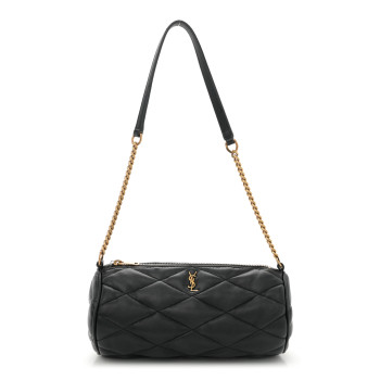 SAINT LAURENT Lambskin Monogram Mini Sade Tube Bag Black