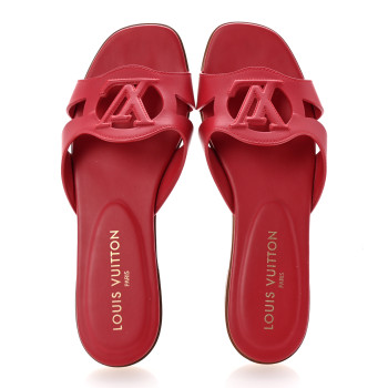 LOUIS VUITTON Calfskin LV Isola Flat Sandals 39 Red