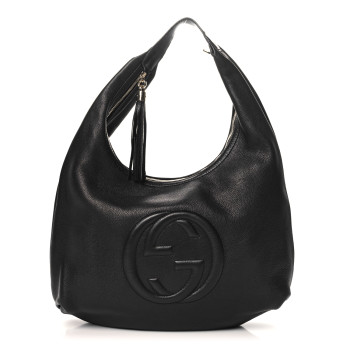 GUCCI Pebbled Calfskin Soho Hobo Black