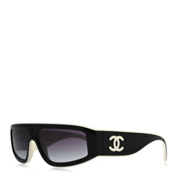 CHANEL Acetate Cat Eye Sunglasses 6057 White Black
