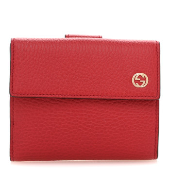 GUCCI Dollar Calfskin Interlocking G French Wallet Red