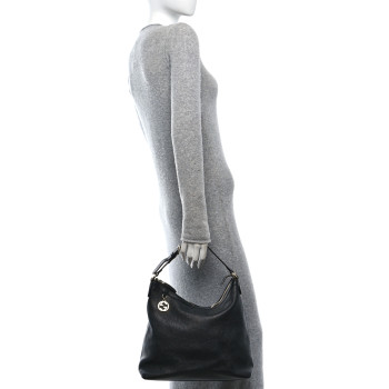 GUCCI Dollar Calfskin GG Hobo Black