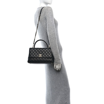 CHANEL Caviar Quilted Small Coco Handle Flap Black