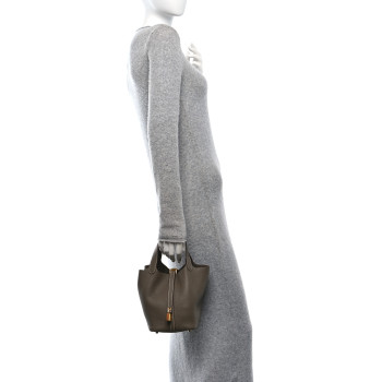 HERMES Taurillon Clemence Picotin Lock 18 PM Etoupe