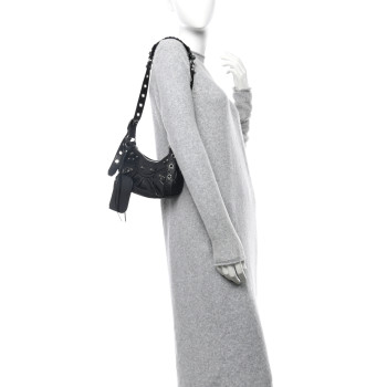 BALENCIAGA Agneau Arena Le Cagole Shoulder Bag XS Black