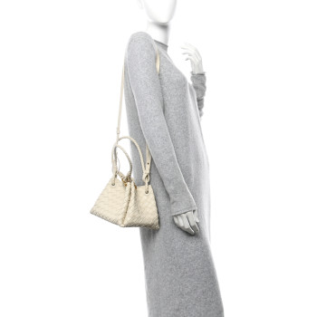 BOTTEGA VENETA Nappa Intrecciato Small Parachute Shoulder Bag Sea Salt