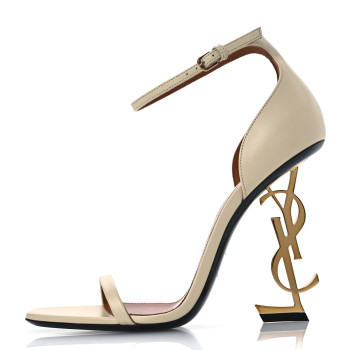 SAINT LAURENT Calfskin 110 Opyum Sandals 38.5 Real Beige