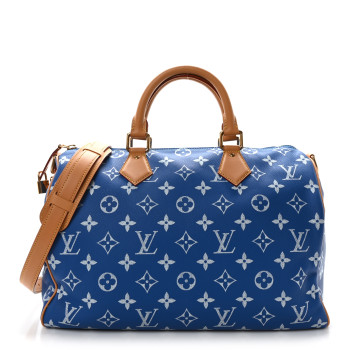 LOUIS VUITTON Calfskin Monogram Speedy P9 Bandouliere 40 Blue