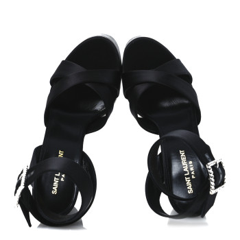 SAINT LAURENT Crepe Satin Biance 85 Platform Sandals 39 Black