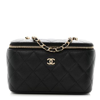 CHANEL Caviar Quilted Small Vanity Case With Chain Black