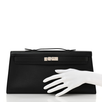 HERMES Swift Kelly Cut Clutch Pochette Black