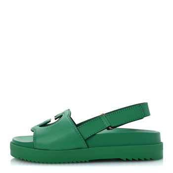 GUCCI Calfskin Interlocking G Slingback Sandals 36.5 New Shamarock