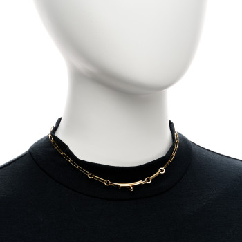 HERMES 18K Yellow Gold Diamond Kelly Chaine Choker Necklace