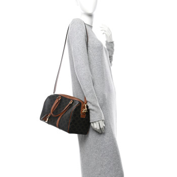 CELINE Triomphe Canvas Calfskin Large Boston Bag Tan