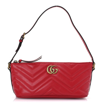 GUCCI Calfskin Matelasse Chevron GG Marmont Sling Shoulder Bag Rosso
