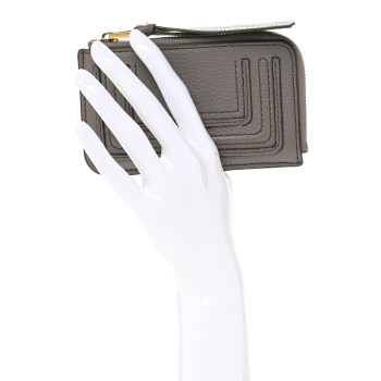 CHLOE Grained Calfskin Medium Marcie Zip Card Holder Cashmere Grey
