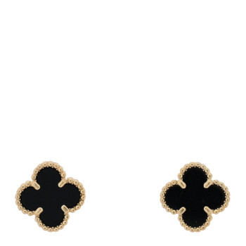 VAN CLEEF & ARPELS 18K Yellow Gold Black Onyx Sweet Alhambra Earrings