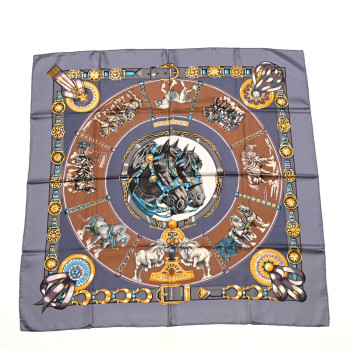 HERMES Silk Chevaux De Trait Scarf 90