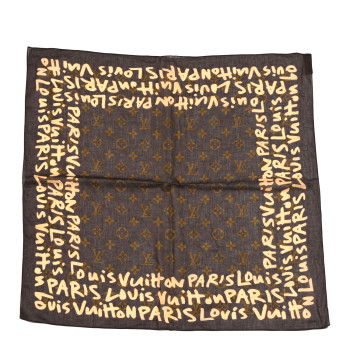 LOUIS VUITTON Silk Graffiti Monogram Scarf Peach