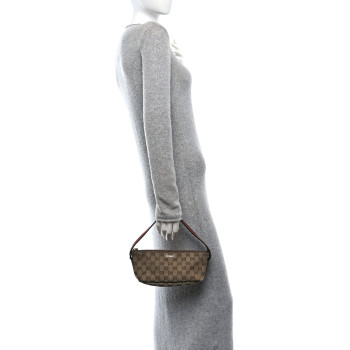 GUCCI Monogram Boat Pochette Brown