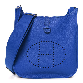 HERMES Taurillon Clemence Evelyne III PM Bleu Royal