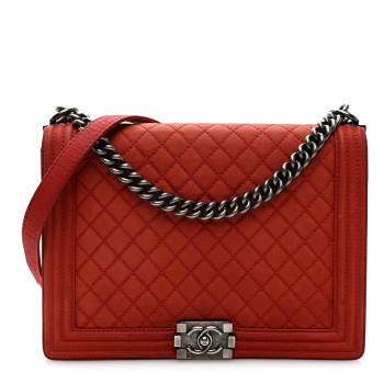 CHANEL Iridescent Caviar Quilted Large Boy Flap Orange