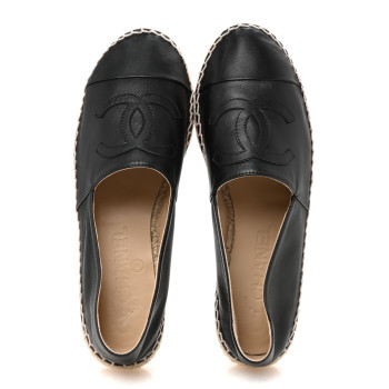 CHANEL Lambskin CC Espadrilles 38 Black