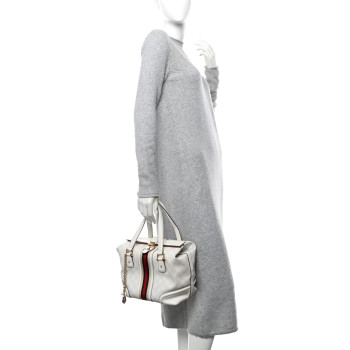 GUCCI Monogram Web Treasure Boston Tote Ivory