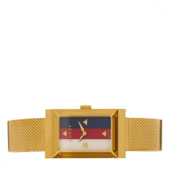 GUCCI Stainless Steel 14mm Web G-Frame Quartz Watch Gold